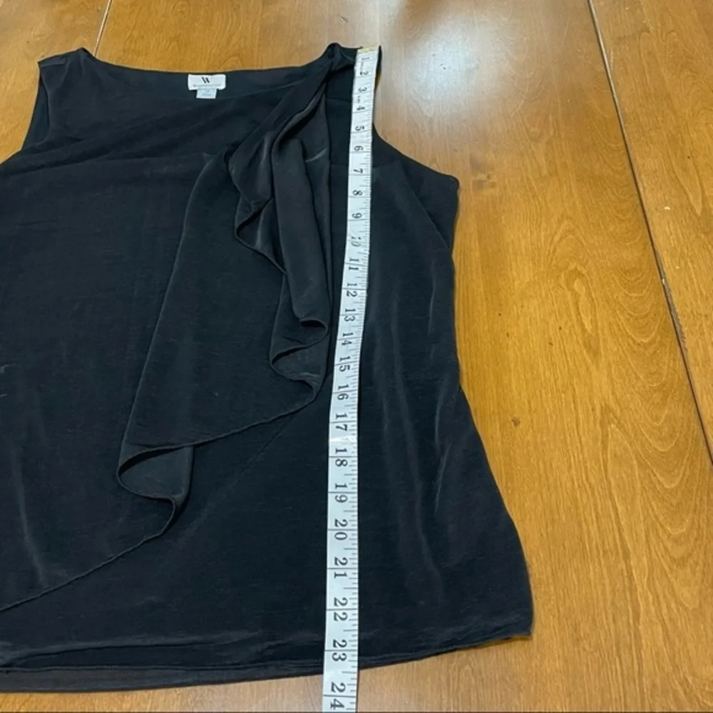 Worthington Women’s Black Semi‎ Sheer Ruffle Scoop Neck Sleeveless Blouse Top M